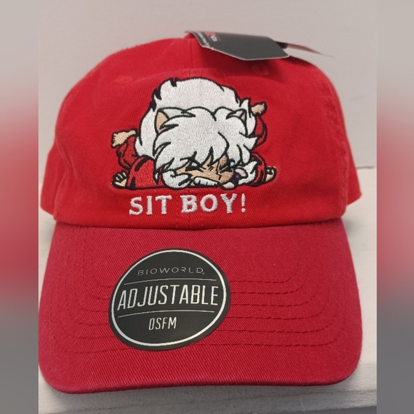 Inuyasha 2009 Sit Boy! Embroidered Adjustable Red Buckle Hat Cap Hot Topic * New - Picture 1 of 9